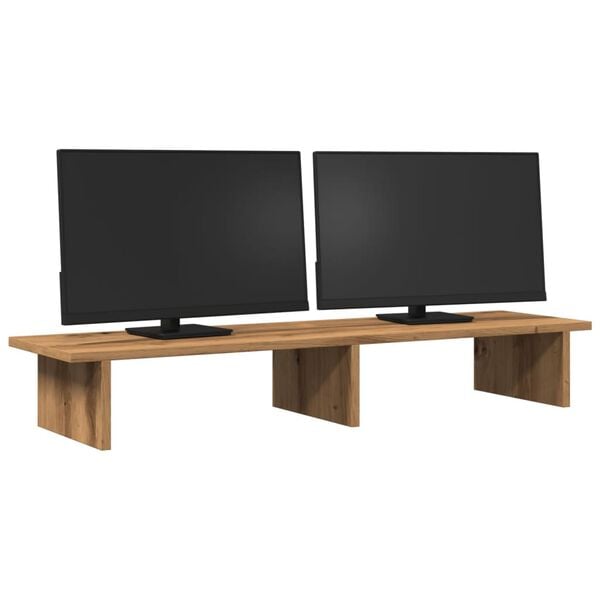 vidaXL k&eacute;zműves t&ouml;lgy sz&iacute;nű szerelt fa monitor&aacute;llv&aacute;ny 100 x 27 x 15 cm