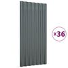 vidaXL 36 db antracitsz&uuml;rke horganyzott ac&eacute;l tetőpanel 80x36 cm