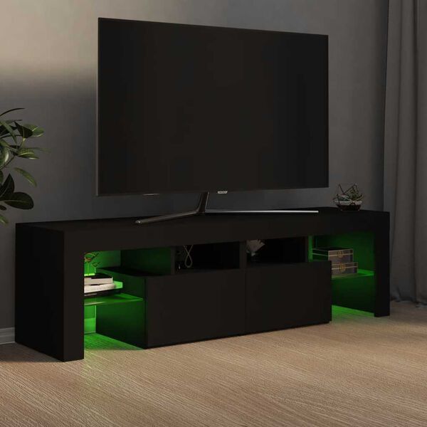 vidaXL fekete TV-szekr&eacute;ny LED-vil&aacute;g&iacute;t&aacute;ssal 140 x 36,5 x 40 cm