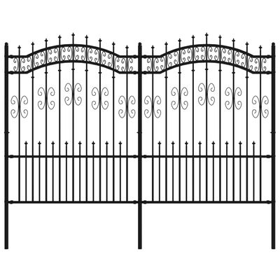 vidaXL fekete porszórt acél kerti kerítés lándzsa hegyekkel 190 cm