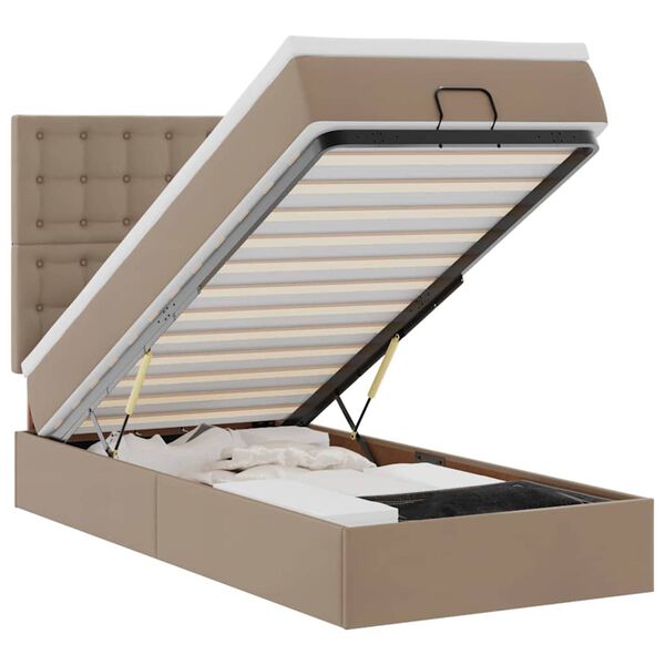 vidaXL Ottomán ágykeret matraccal Cappucino 100x200cm műbőrrel