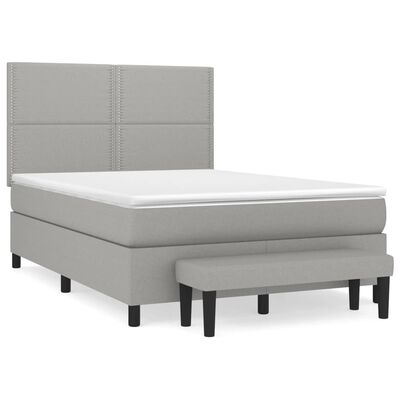 vidaXL világosszürke szövet rugós ágy matraccal 140 x 190 cm