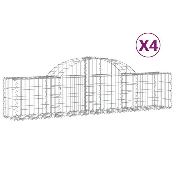 vidaXL 4 db &iacute;ves horganyzott vas gabion kos&aacute;r 200x30x40/60 cm