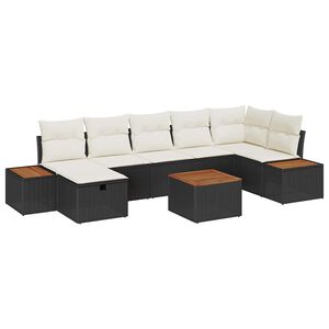vidaXL Kerti Kanap&eacute; Szett p&aacute;rn&aacute;val 8 pcs Fekete Poli rattan