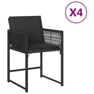 vidaXL 4 db fekete polyrattan kerti sz&eacute;k p&aacute;rn&aacute;val