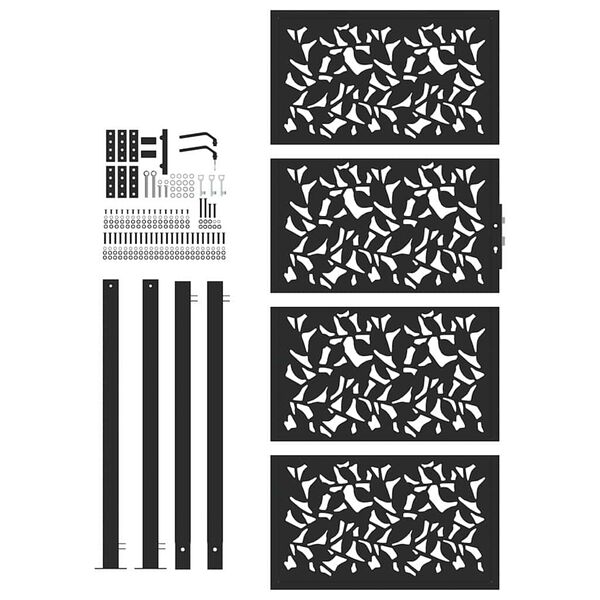 vidaXL fekete kerti kapu 100x200 cm acéllevél mintával