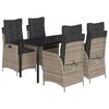 vidaXL 5 r&eacute;szes sz&uuml;rke polyrattan kerti &eacute;tkezőgarnit&uacute;ra p&aacute;rn&aacute;val