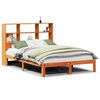 vidaXL barna t&ouml;m&ouml;r fenyőfa k&ouml;nyvespolcos &aacute;gy matrac n&eacute;lk&uuml;l 135 x 190cm
