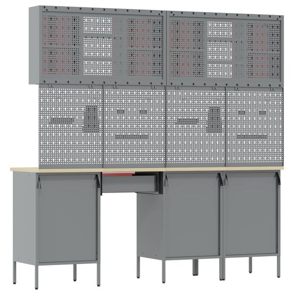 vidaXL Munkaszekr&eacute;ny fi&oacute;kkal z&aacute;rral 10 pcs Fekete Műszaki fa &eacute;s ac&eacute;l