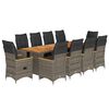 vidaXL 11 r&eacute;szes sz&uuml;rke polyrattan kerti bisztr&oacute;garnit&uacute;ra p&aacute;rn&aacute;kkal