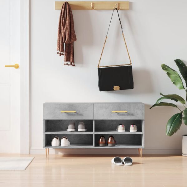 vidaXL betonszürke szerelt fa cipőpolc 102 x 35 x 55 cm