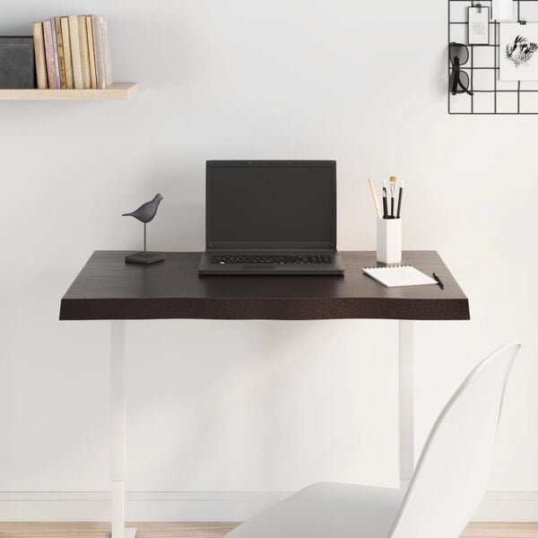 vidaXL s&ouml;t&eacute;tbarna kezelt t&ouml;m&ouml;r asztallap 80x50x(2-4) cm