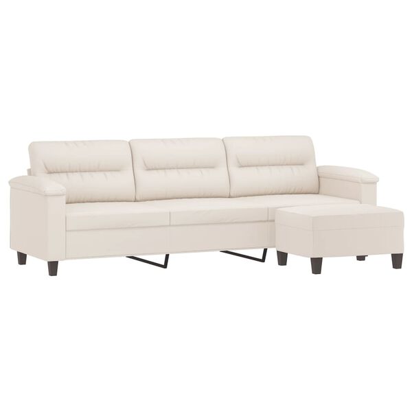 vidaXL 3 szem&eacute;lyes b&eacute;zs sz&ouml;vet kanap&eacute; l&aacute;btart&oacute;val 210 cm