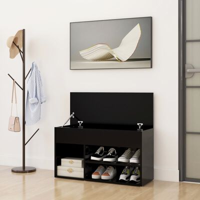 vidaXL fekete forgácslap cipőtároló pad 80 x 30 x 45 cm
