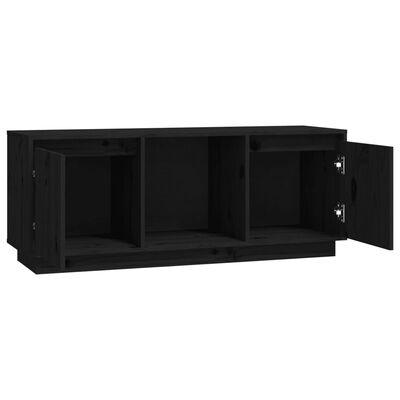 vidaXL fekete tömör fenyőfa TV-szekrény 110,5 x 35 x 44 cm