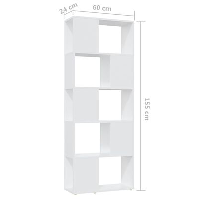 vidaXL fehér forgácslap térelválasztó könyvszekrény 60 x 24 x 155 cm