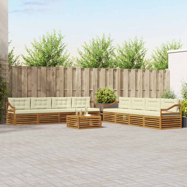 vidaXL K&uuml;lt&eacute;ri kanap&eacute; szett p&aacute;rn&aacute;val 9 pcs Term&eacute;szetes &eacute;s kr&eacute;msz&iacute;nű