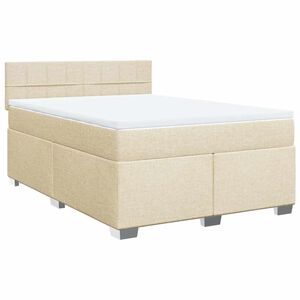 vidaXL kr&eacute;msz&iacute;nű sz&ouml;vet rug&oacute;s &aacute;gy matraccal 140 x 190 cm