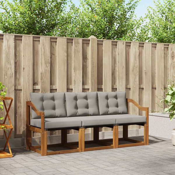 vidaXL K&uuml;lt&eacute;ri kanap&eacute; szett 3 pcs Term&eacute;szetes &eacute;s Vil&aacute;gossz&uuml;rke