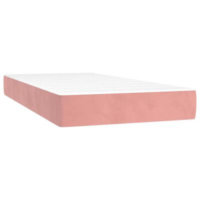 vidaXL rózsaszín bársony rugós és LED-es ágy matraccal 90x190 cm