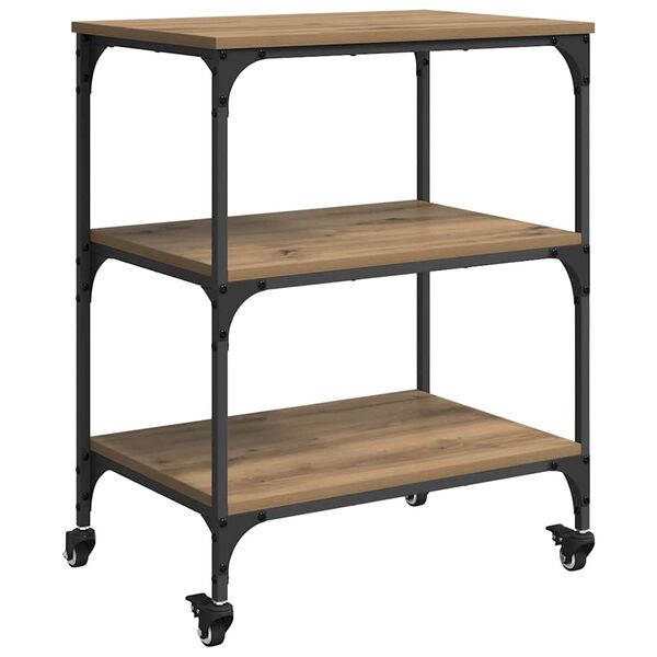 vidaXL Konyhai kocsi Artisan t&ouml;lgy 60 x 41 x 76 cm Faanyag