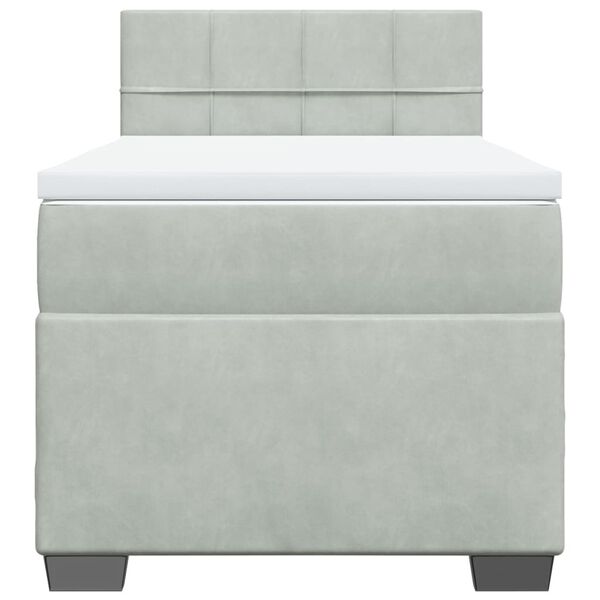 vidaXL világosszürke bársony rugós ágy matraccal 100 x 200 cm