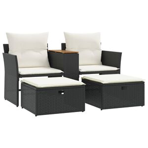vidaXL 2 szem&eacute;lyes fekete polyrattan kerti kanap&eacute; zs&aacute;mollyal