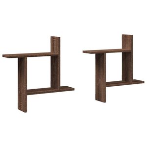 vidaXL 2 db barna t&ouml;lgysz&iacute;nű szerelt fa fali polc 50 x 12 x 50 cm