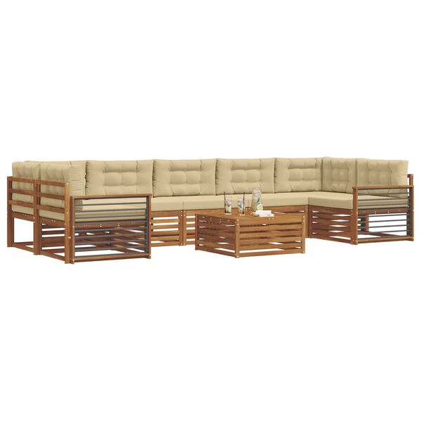 vidaXL K&uuml;lt&eacute;ri kanap&eacute; szett p&aacute;rn&aacute;val 8 pcs Term&eacute;szetes &eacute;s b&eacute;zs