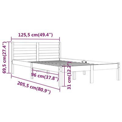 vidaXL szürke tömör fenyőfa ágykeret 120 x 200 cm