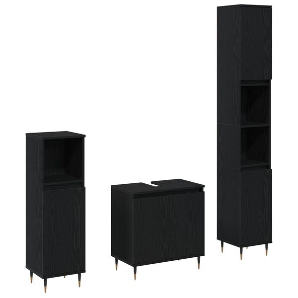 vidaXL Fürdőszoba Bútor Készlet 3 pcs Fekete tölgy 30 x 30 x 190 cm