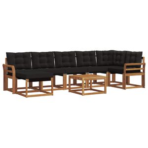 vidaXL K&uuml;lt&eacute;ri kanap&eacute; szett p&aacute;rn&aacute;val 8 pcs Term&eacute;szetes &eacute;s fekete