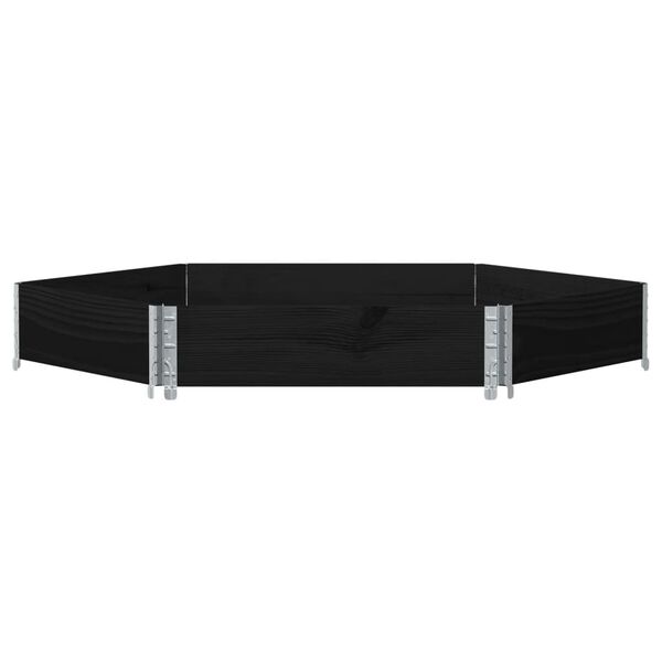 vidaXL fekete tömör fenyőfa hatszögű magaságyás 160 x 160 cm