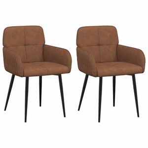 vidaXL &Eacute;tkező Sz&eacute;kek 2 db Műsuede Bőr Barna 59 x 56,5 x 85 cm
