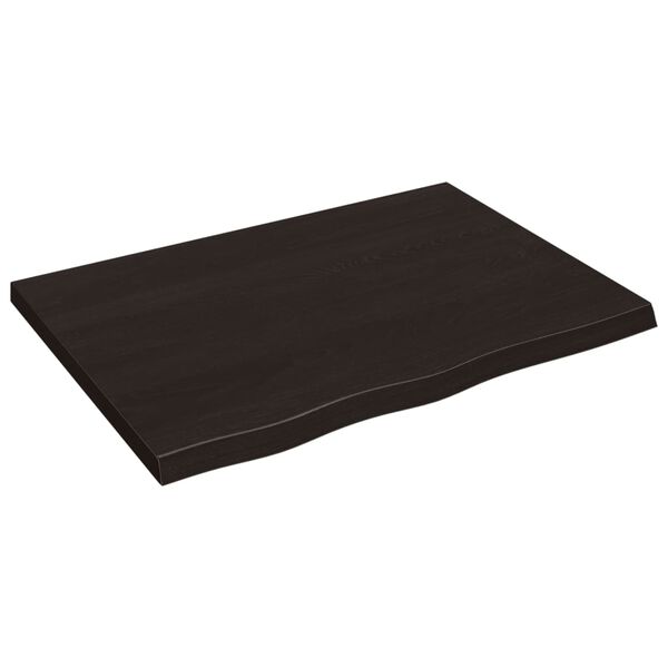 vidaXL sötétbarna kezelt tömör fa fürdőszobai pult 80x60x(2-4) cm