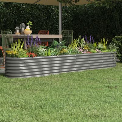 vidaXL szürke porszórt acél kerti ültetőláda 260 x 40 x 36 cm