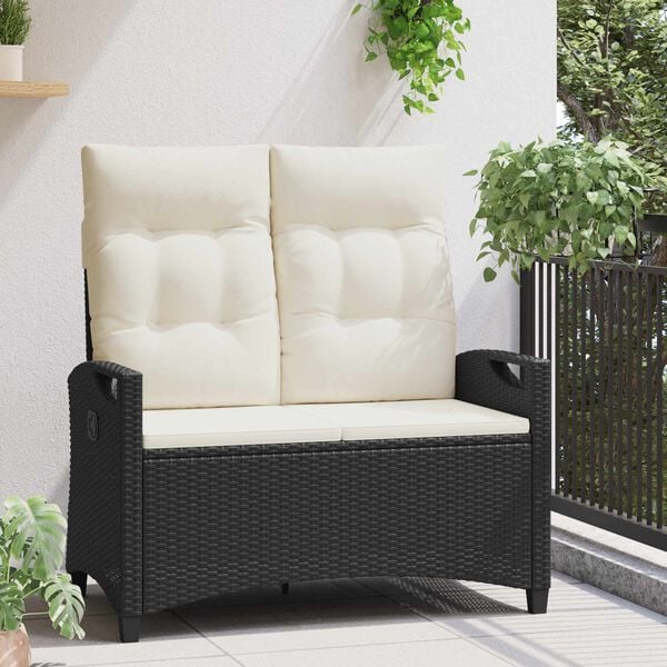 vidaXL Kerti pad Fekete &eacute;s Kr&eacute;m 105 x 60 x 112 cm Ac&eacute;l &eacute;s poli&eacute;szter