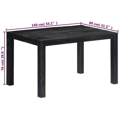 vidaXL fekete tömör mangófa étkezőasztal 140 x 80 x 76 cm