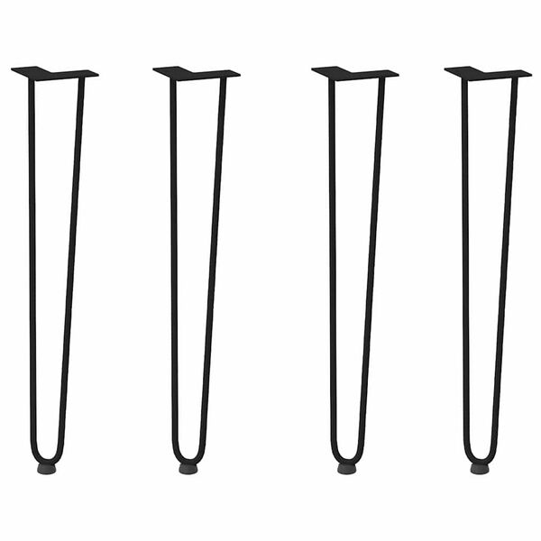 vidaXL 4 db-os hajtűlábak konzolasztalhoz, 72 cm, tömör acél, fekete