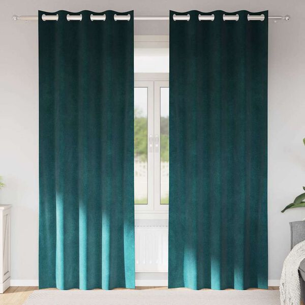 vidaXL Sötétítő függönyök 2 pcs Sötétzöld 140 x 225 cm Bársony