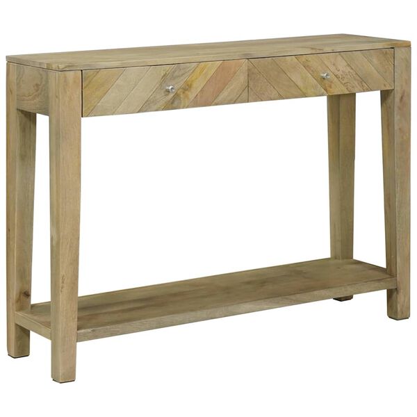 vidaXL Konzolasztal Természetes szürke 110 x 30 x 80 cm Tömör Mangófát