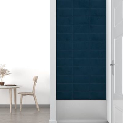 vidaXL 12 db kék bársony fali panel 30 x 15 cm 0,54 m²
