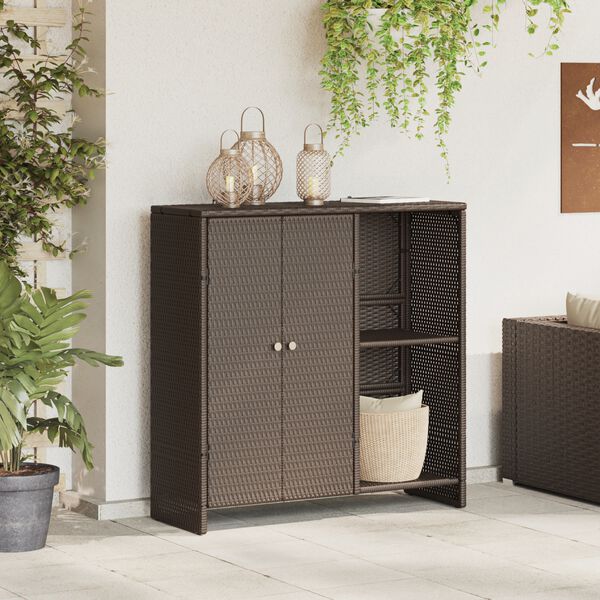 vidaXL T&aacute;rol&oacute;szekr&eacute;ny polcokkal ajt&oacute;val Barna 100 x 36 x 102 cm Rattan
