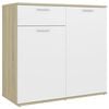 vidaXL feh&eacute;r &eacute;s sonoma t&ouml;lgy sz&iacute;nű szerelt fa kom&oacute;d 80 x 36 x 75 cm