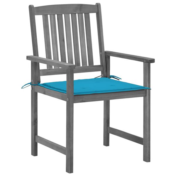 vidaXL 4 db szürke tömör akácfa kerti szék párnával