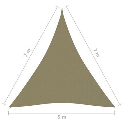 vidaXL bézs háromszögű oxford-szövet napvitorla 5 x 7 x 7 m