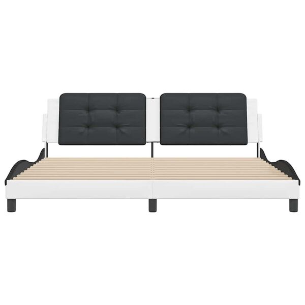 vidaXL feh&eacute;r &eacute;s fekete műbőr &aacute;gykeret matrac n&eacute;lk&uuml;l Zadar 200x200 cm