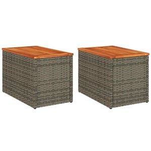 vidaXL 2 db sz&uuml;rke polyrattan &eacute;s t&ouml;m&ouml;r fa kerti kisasztal 55x34x37 cm