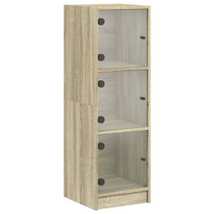 vidaXL sonoma t&ouml;lgy sz&iacute;nű magasszekr&eacute;ny &uuml;vegajt&oacute;kkal 35 x 37 x 109 cm