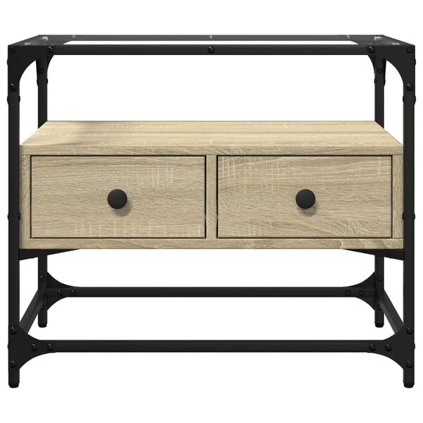 vidaXL sonoma t&ouml;lgy szerelt fa TV-szekr&eacute;ny &uuml;veglappal 60 x 35 x 51 cm